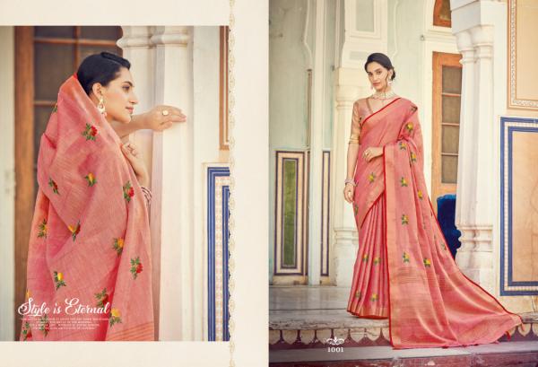 Sangam Sushmita Festive Wear Linen Embroidery Saree Collection